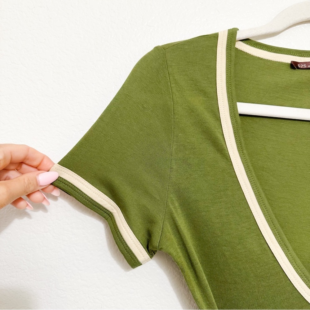 525 America Army Green V-Neck Tunic Top M - Picture 3 of 5